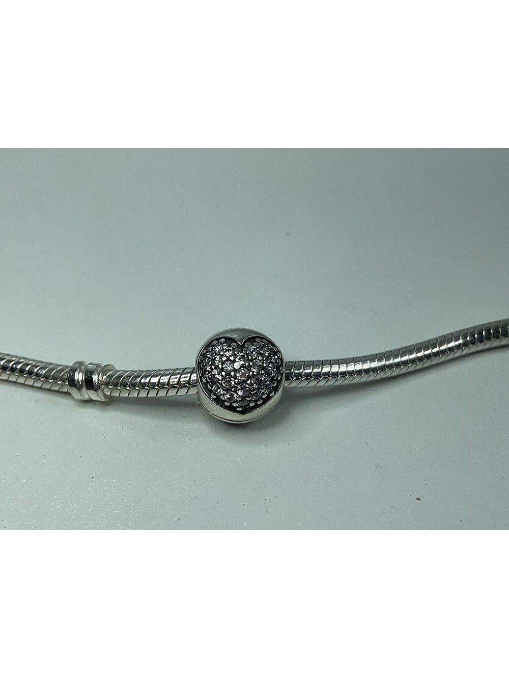 Pandora Pave Heart Clip Charm Clear CZ